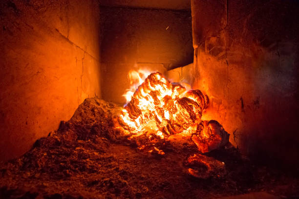 istock Blaze fire flame in stove, orange and black 1165132106