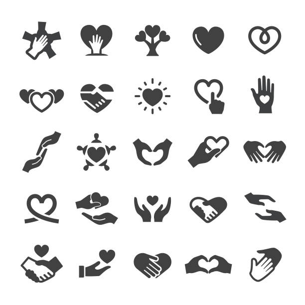 ilustraciones, imágenes clip art, dibujos animados e iconos de stock de iconos de cuidado y amor - smart series - heart icon