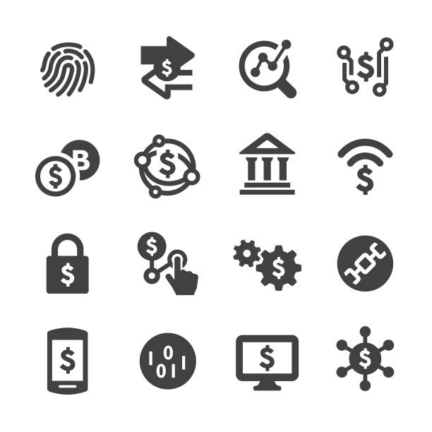 finanz- und technologie-ikonen - acme-serie - online banking stock-grafiken, -clipart, -cartoons und -symbole