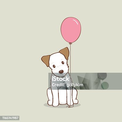 istock Jack Russell Terrier Puppy with pink balloon vector illustration 1165141987