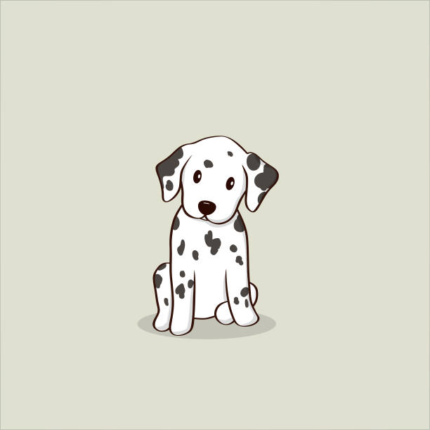 Cute Dalmatian puppy illustration Dalmation puppy sitting, vector illustration puppy stock illustrations