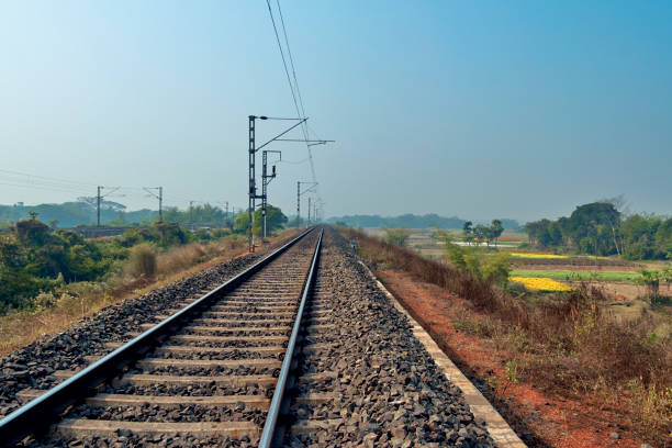 istock A train track in West Bengal, India. Diminishing perspective view. 1165147603