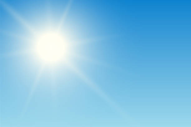 istock Realistic illustration of blue sky with sun and sunshine - vector 1165148790