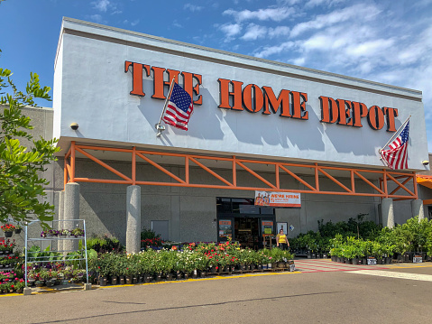 The Home Depot store in Oceanside, California, USA. Home Depot is the largest home improvement retailer and construction service in the USA.