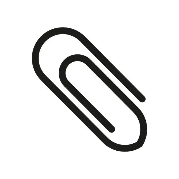 Vector illustration of Paper clip icon. Symbol of e-mail attachment. Outline modern design element. Simple black flat vector sign with rounded corners