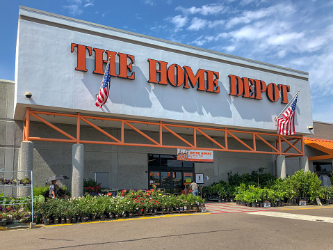 The Home Depot store in Oceanside, California, USA. Home Depot is the largest home improvement retailer and construction service in the USA.