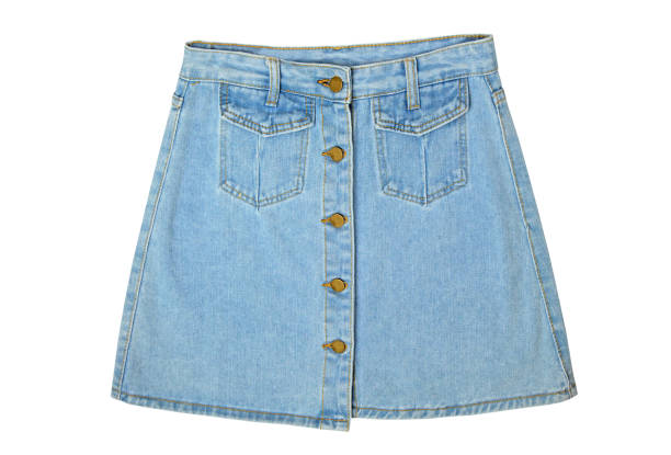 istock Blue denim skirt isolated on white background 1165153302