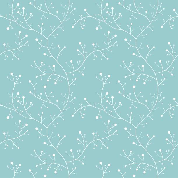 Small branch and berries semaless pattern Small berries and branch seamless floral pattern random repeat white solid color and green background winter designs stock illustrations