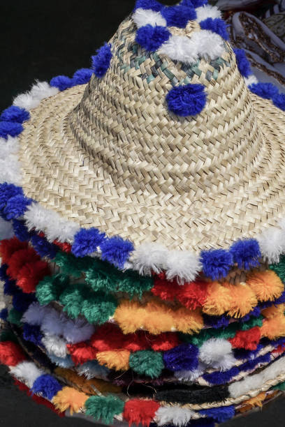 istock straw hats with colorful ornaments for summer 1165160080