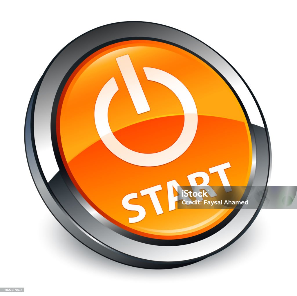 Circular Start Button Icon Start 3d Orange Round Button Stock Illustration - Download Image Now ...