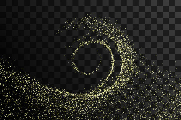 추상 황금 입자 라이트 웨이브 - black gold abstract spiral stock illustrations