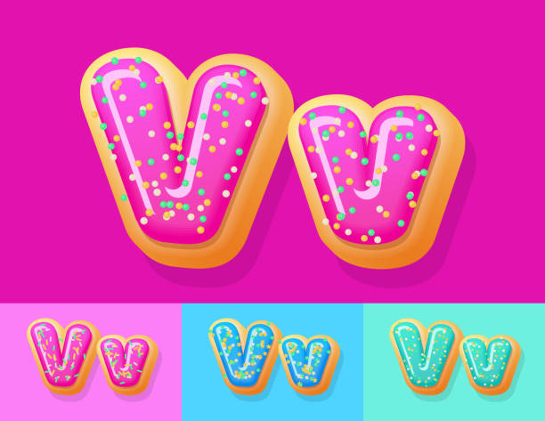 istock Vector tasty Donut Alphabet set. Sweet Letter V 1165176217