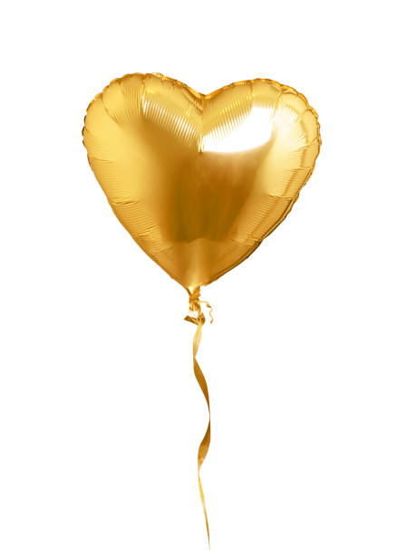 istock Golden heart shaped air balloon. Isolated on white background 1165176351