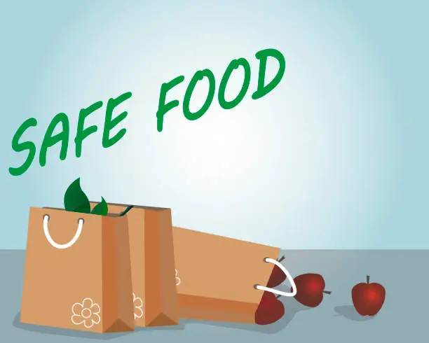 Vector illustration of Safe Food. Eco Packages.