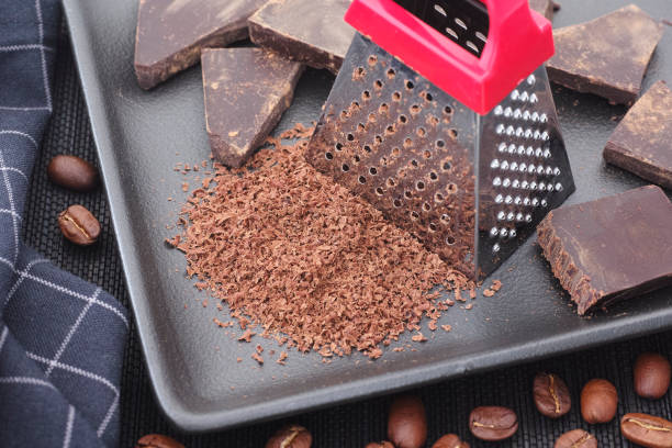 Grated dark chocolate and coffee beans
