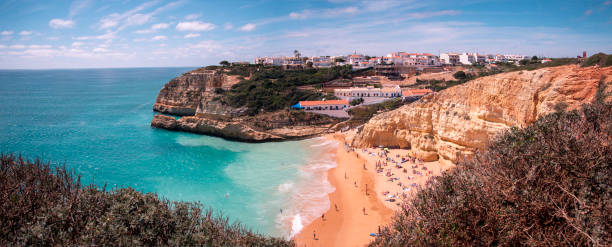Benagil Beach Sunny day in Portugal Benagil Beach alvor stock pictures, royalty-free photos & images