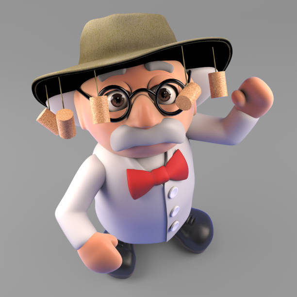 istock World travelling mad scientist in Australian bush hat, 3d illustration 1165186909