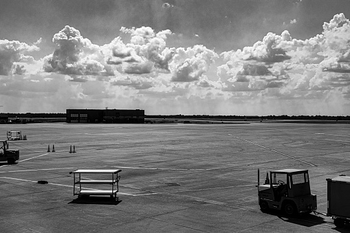 clouds and sky in an empty and deserted runway