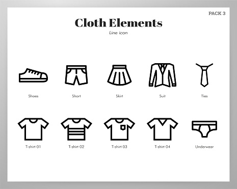 Cloth Elements Line Pack Stock Illustration - Download Image Now ...