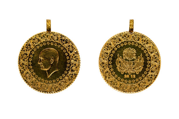 istock Turkish gold coin front and back image on white background - high resolution 1165195730