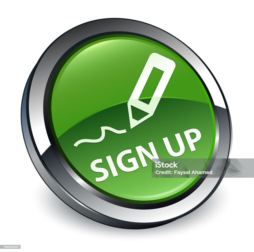 Sin Up Button Sign Up 3d Soft Green Round Button Stock Illustration - Download Image ...