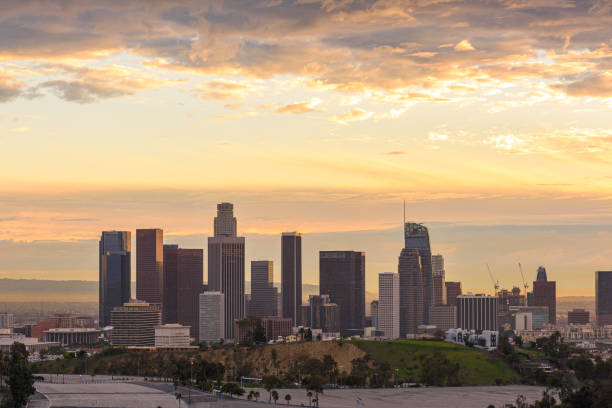 istock Downtown Los Angeles  skyline at sunset 1165203677