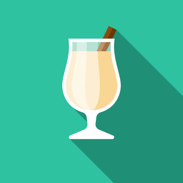 Eggnog Holiday Food Icon A flat design icon with a long shadow. File is built in the CMYK color space for optimal printing. Color swatches are global so it’s easy to change colors across the document. christmas eggnog stock illustrations