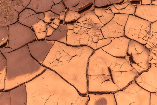 Mudcrack on a Riverbed Close up of cracky mud dry riverbed stock pictures, royalty-free photos & images