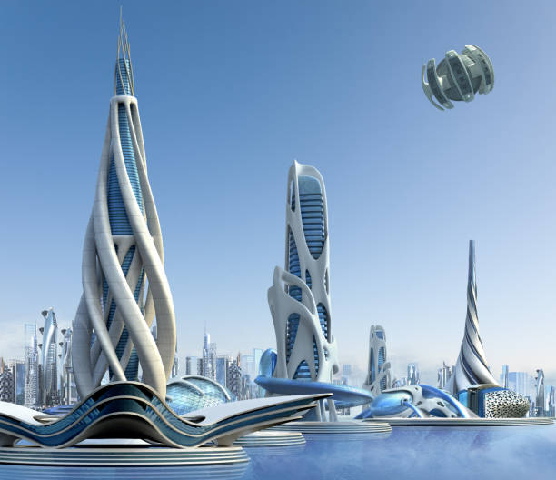 Futuristic city architecture stock photo