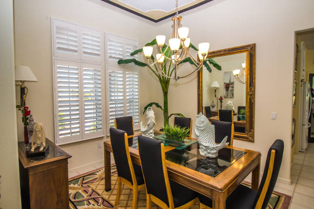 Modern Dining Room With Wooden Table And Chairs