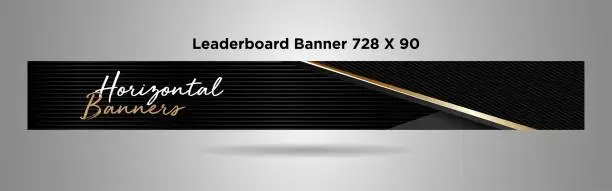 Vector illustration of leader boards 728x90 black gold elegant