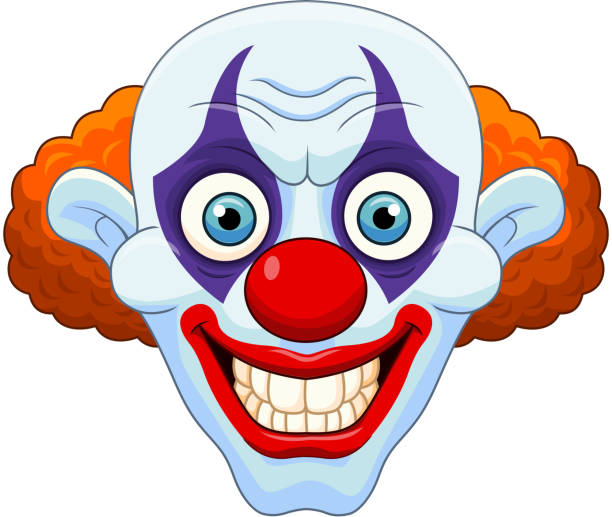 cartoon beängstigend clown kopf auf weißem hintergrund - clown evil horror spooky stock-grafiken, -clipart, -cartoons und -symbole