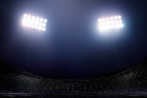 View of stadium lights at night