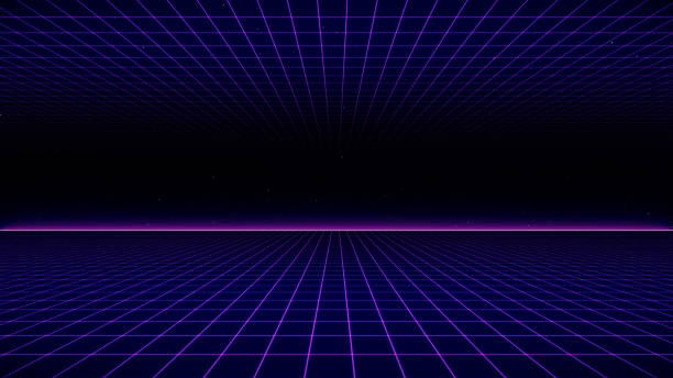 istock Retro Sci-Fi Background Futuristic landscape of the 80`s. Digital Cyber Surface. Suitable for design in the style of the 1980`s 1165232110