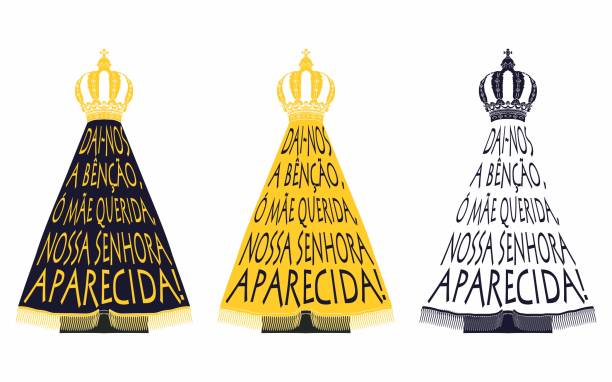 Our Lady Aparecida. Song of praise. Statue admired by Catholic Christians. Christian symbol. virgin mary stock illustrations