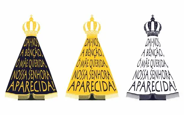 Vector illustration of Our Lady Aparecida. Song of praise.