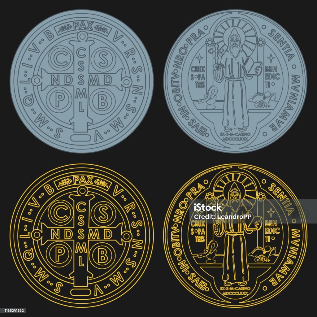 Saint Benedict Medals Set Variable Colors Stock Illustration - Download  Image Now - St. Benedict of Nursia, Religious Cross, Medal - iStock