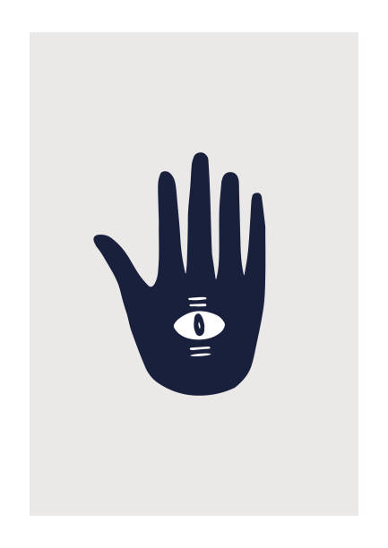 istock Trendy abstract hand with eye. Palm of hand. 1165242012