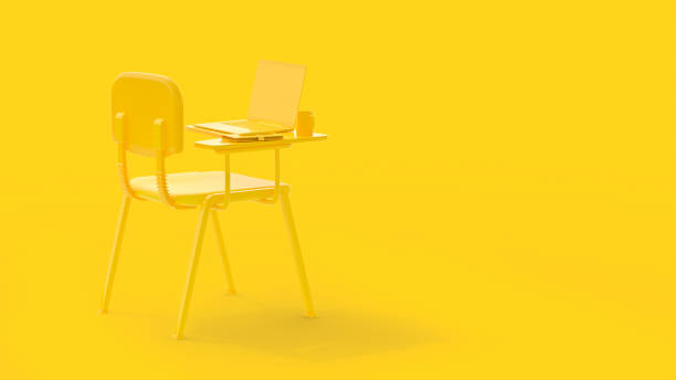 istock Laptop on lecture chair 1165242702
