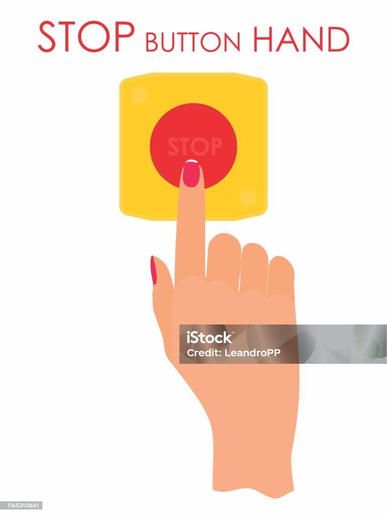 Stop Hand Button Stop Button Hand Stock Illustration - Download Image Now - Accidents ...