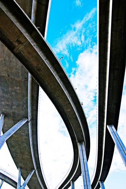 istock Curve bridges and foundation pillars. 1165244534