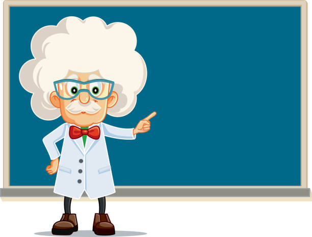Funny Professor Pointing To Blackboard Vector Cartoon Stock Illustration -  Download Image Now - iStock
