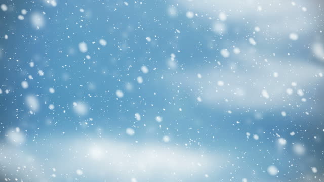 Snow falling on blue sky with cloud in the winter Christmas background stock video