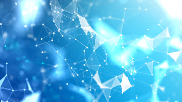 istock Abstract background Dot and connect line for cyber technology futuristic and network connection concept with dark and grain processed wide screen ratio 1165249347