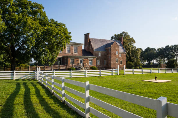 Rear View of Bacon's Castle in Surry, Virginia stock photo