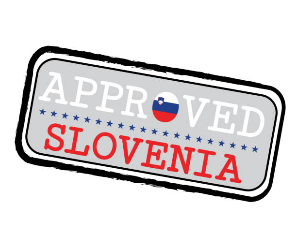 Vector Stamp of Approved logo with Slovenia Flag in the shape of O and text Slovenia. Vector Stamp of Approved logo with Slovenia Flag in the shape of O and text Slovenia. Grunge Rubber Texture Stamp of Approved from Slovenia. Slovenia work visa approved stock illustrations