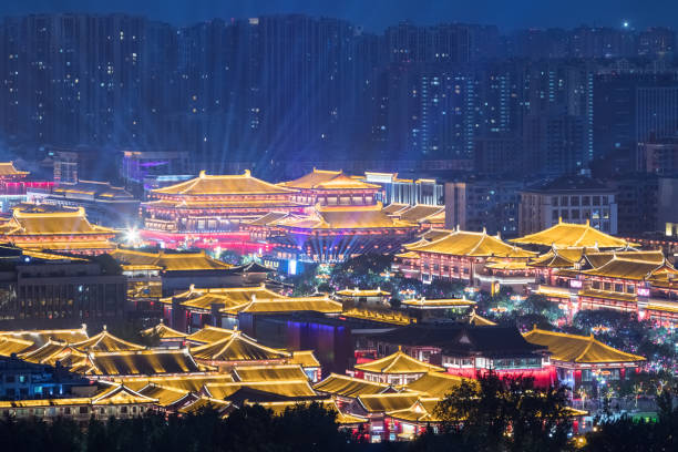 istock night view of tang dynasty style architecture 1165255371