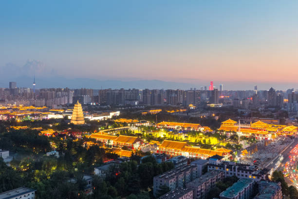 istock beautiful nightfall view of xian 1165255436