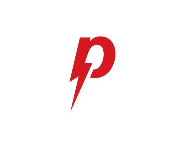 Vector illustration of P Letter Lightning Template