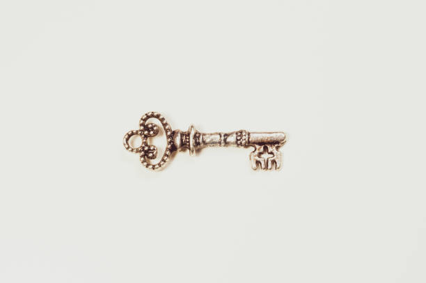 istock Vintage key isolated on white background. safety concept 1165260196